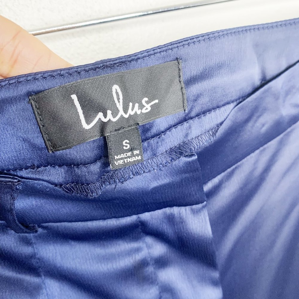 Lulu's - Navy Blue Satin Pants - Picture 5 of 7